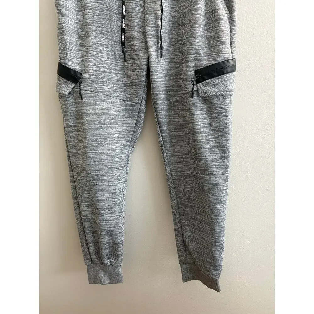 Aeropostale Men's Size L Gray Heather Cargo Joggers Sweatpants Zip Pockets